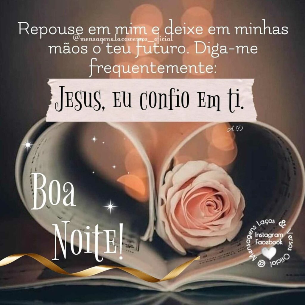 Repouse em mim e deixe em minhas mãos o teu futuro. Diga-me frequentemente: Jesus, eu confio em Ti. Boa Noite!