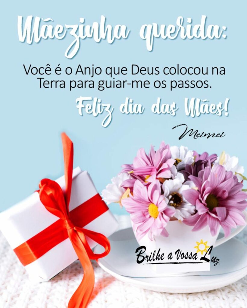 Mãezinha querida: Você é o Anjo que Deus colocou na Terra para guiar-me os passos. Feliz Dia das Mães!