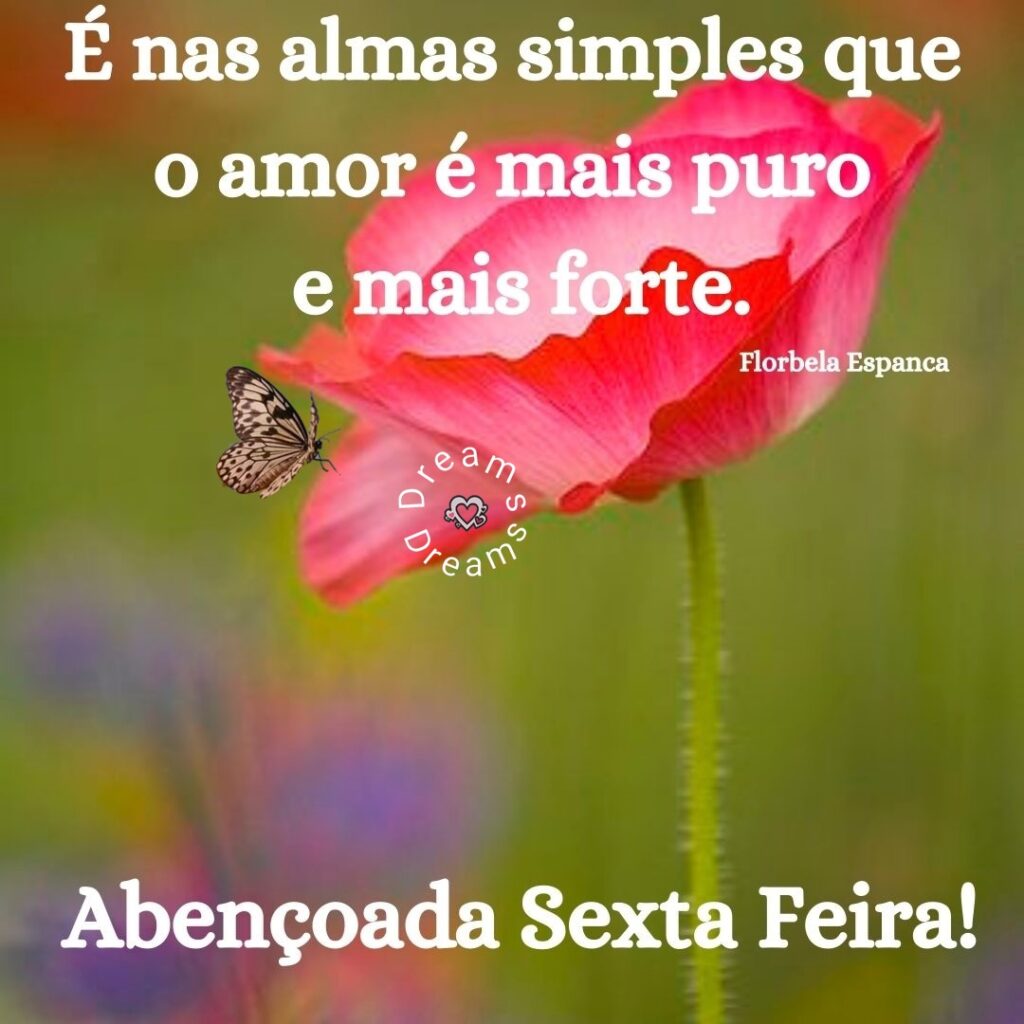 É nas almas simples que o amor é mais puro e mais forte. Abençoada Sexta-Feira!