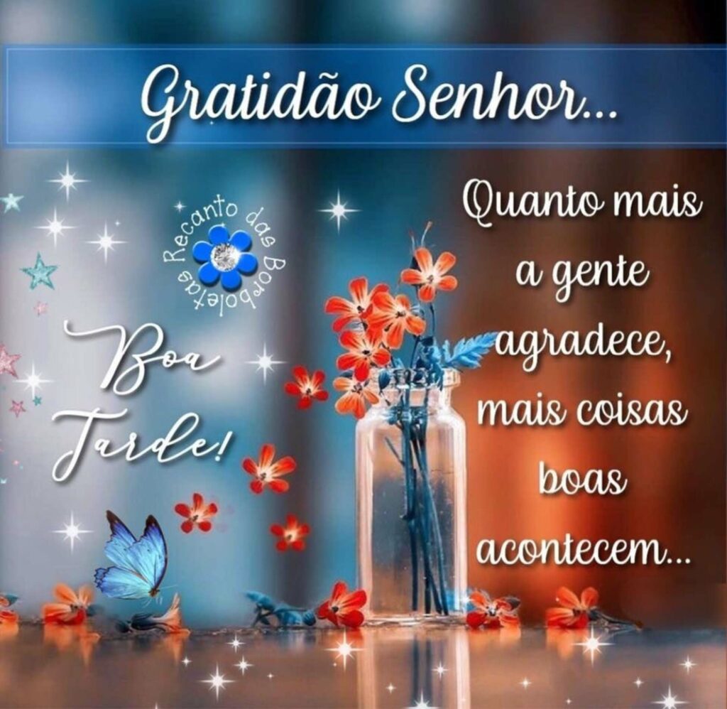 Gratidão Senhor... Quanto mais a gente agradece, mais coisas boas acontecem... Boa Tarde! (Recanto das Borboletas)