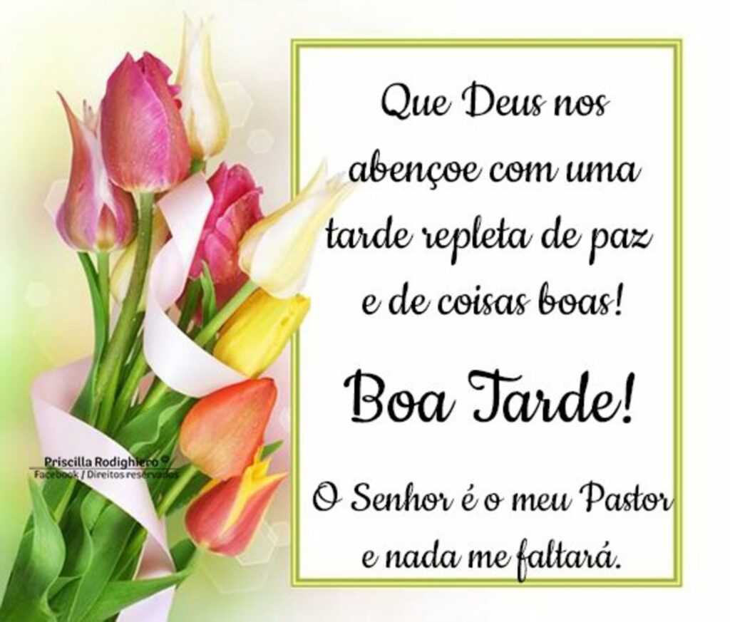 Que Deus nos abençoe com uma tarde repleta de paz e de coisas boas! Boa Tarde! O Senhor é o meu Pastor e nada me faltará.