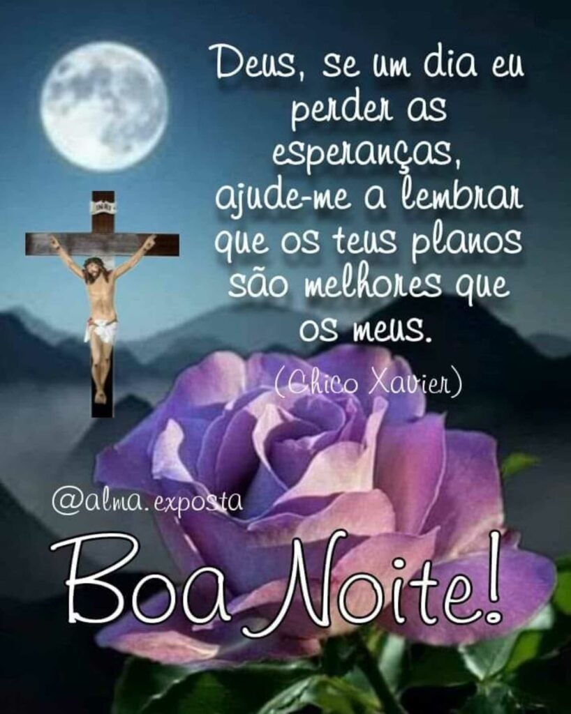 Deus, se um dia eu perder as esperanças, ajude-me a lembrar que os teus planos são melhores que os meus. Boa Noite! - Chico Xavier