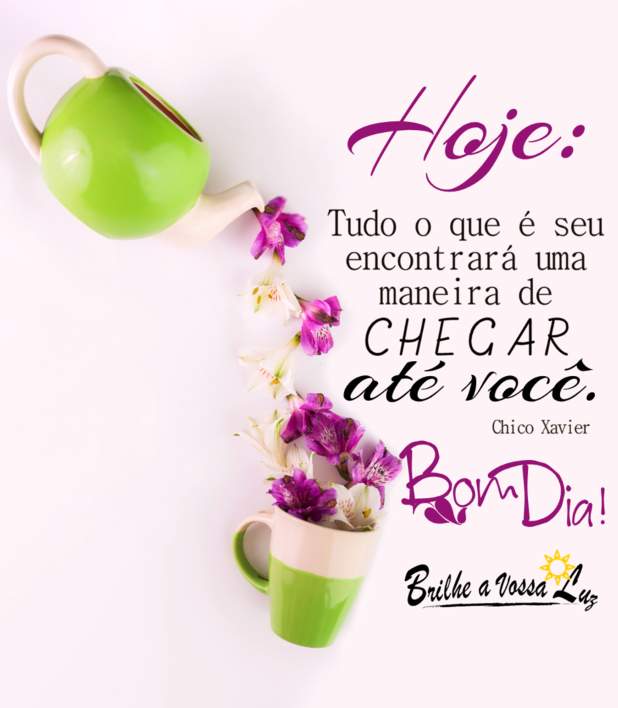 Hoje: Tudo o que é seu encontrará uma maneira de chegar até você. - Chico Xavier - Bom Dia!