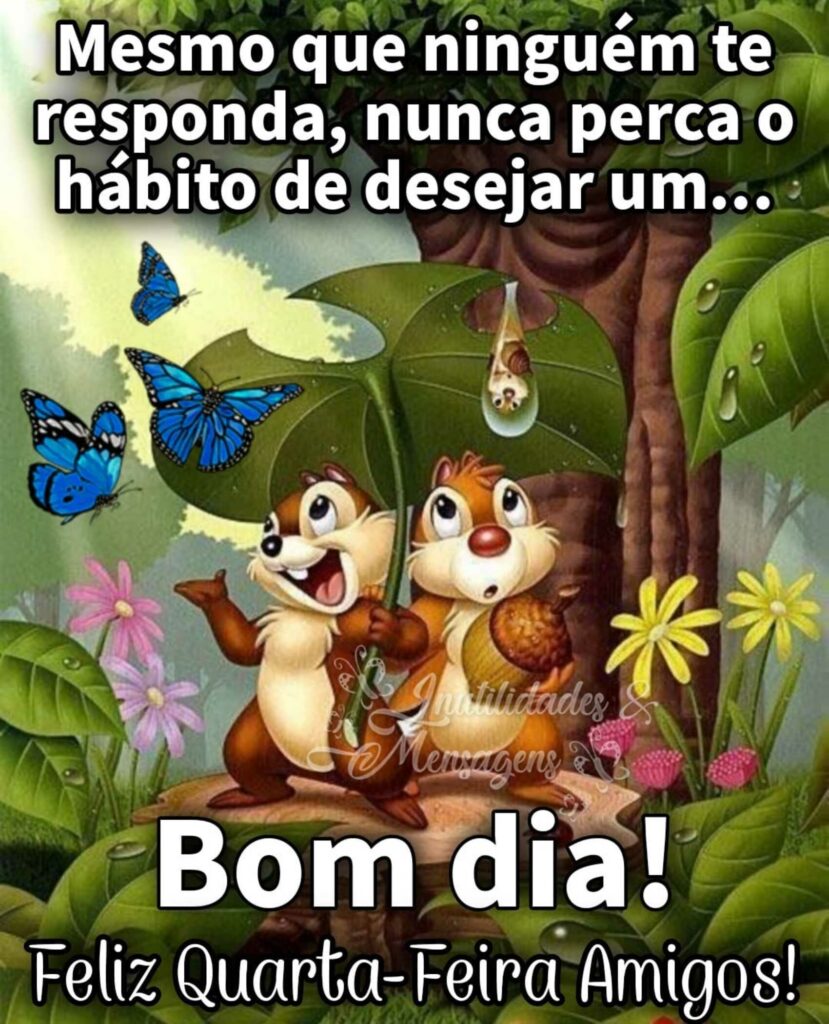 Mesmo que ninguém te responda, nunca perca o hábito de desejar um... Bom dia! Feliz Quarta-Feira Amigos!