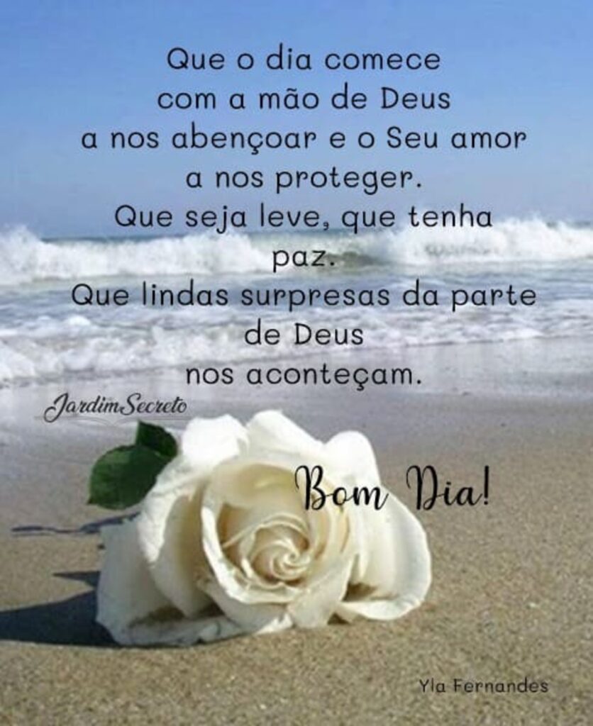 Que o dia comece com a mão de Deus a nos abençoar e o Seu amor a nos proteger. Que seja leve, que tenha paz. Que lindas surpresas da parte de Deus nos aconteçam. Bom Dia!