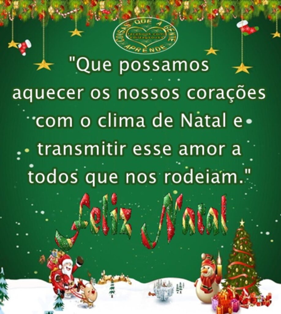 "Que possamos aquecer os nossos corações com o clima de Natal e transmitir esse amor a todos que nos redeiam." Feliz Natal